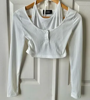 Cider  White Ribbed Crop Top thumbnail 1