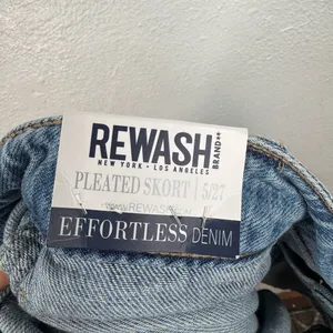 REWASH Skort Womens Size 5 Blue Denim Pleated Mini Raw Hem Built-In Shorts thumbnail 8