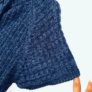Sonoma Navy & Lavender Weave Knit Short Sleeve Cardigan Size Medium thumbnail 3