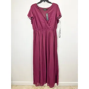 Lulus Lost in the Moment Burgundy Purple Chiffon Maxi Dress Formal 1XL NWT thumbnail 5