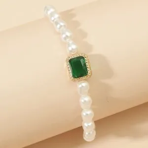 Emerald Jewel & Freshwater style Pearl bracelet thumbnail 2