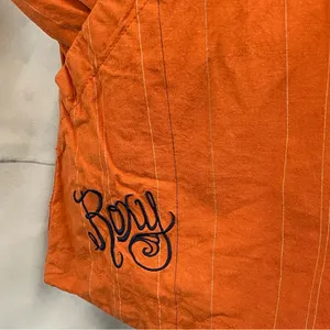 Y2K Utility Cargo Pinstripe Zip Up Roxy Orange Hooded Jacket Embroidered thumbnail 2