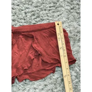 Forever 21 Shorts Women’s Ruffle Tiered Smocked Waist Hot Pants rust brown Approx Size S thumbnail 7