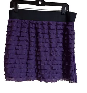 Express Purple Ruffle Mini Skirt Size L Polyester & Spandex thumbnail 1
