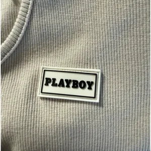 Playboy x Missguided Top Size 10 Heather Gray Long Sleeve Ribbed Crop Top Y2K thumbnail 4