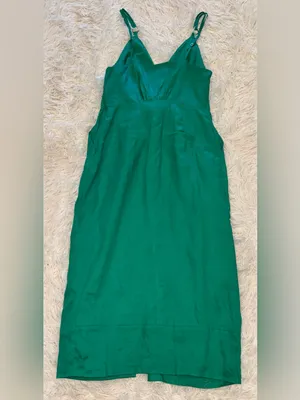 NEW Reiss Kay Green Tie Detail Linen Midi Dress Sz 6 thumbnail 6