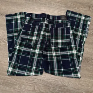 American Eagle Outfitters Green and Blue Plaid Bootcut Pants thumbnail 3