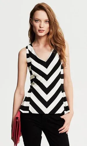 Banana Republic Chevron Stripe Sleeveless Peplum Top thumbnail 1