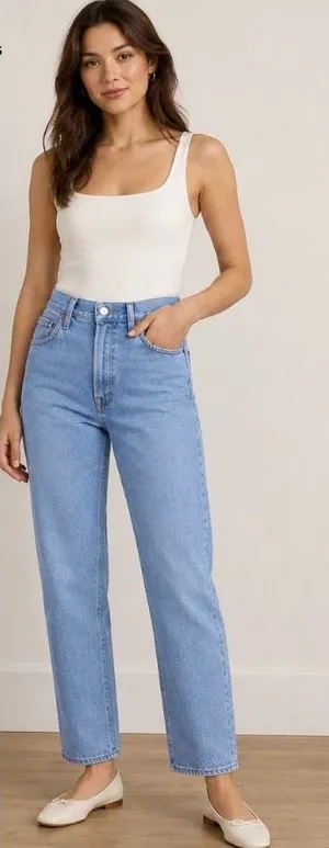 Madewell NWT Stovepipe Jeans Womens 28 High Rise Straight Leg Light Wash Denim thumbnail 1
