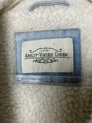 Ashley Vintage Charm HEAVY Sherpa-Lined Light Blue Denim Jacket Size L thumbnail 6