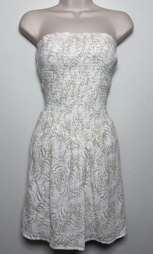 Universal Thread‎ Women Coquette Dress Medium 100% Cotton White Strapless Summer thumbnail 1