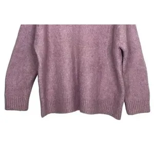 ZARA Oversized Ribbed Hem Long Sleeve Round Neck Pullover Sweater M Purple thumbnail 4