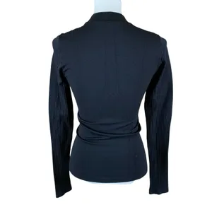 Nux Black Seamless Zip Sweater Small Fitted Athleisure Textured‎ Long Sleeve thumbnail 2