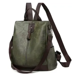Vegan Leather Backpack One Shoulder Messenger Anti Theft Waterproof Travel thumbnail 1