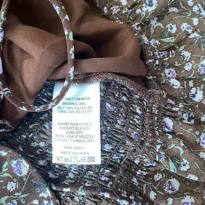 Altar'd State Cottagecore Floral Top Womens XS Brown Ruched Tie Front Bell Sleeves Feminine thumbnail 7