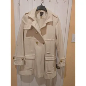 Womens ~Via~ Ivory Wool Peacoat Lined Long Sleeve Jacket Size M thumbnail 10