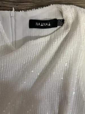 NAANAA White Sequin High Low Bridal Party Dress US 8 thumbnail 7