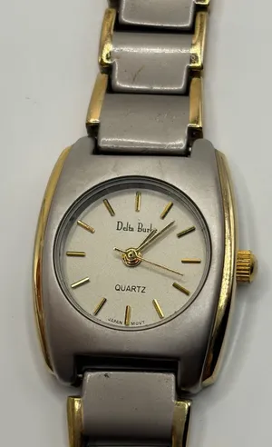 Delta Burke Rectangular Dial Two-Tone Quartz Watch Gold Silver Stainless Steel‎ thumbnail 1