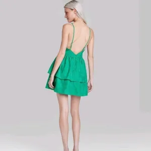 Wild Fable Emerald Green Floral Jacquard Tiered Mini Dress XS NWT Low Back‎ thumbnail 10