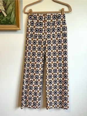 Anthropologie Maeve Colette Cropped Wide Leg Pants Mod Floral Womens 25 thumbnail 5