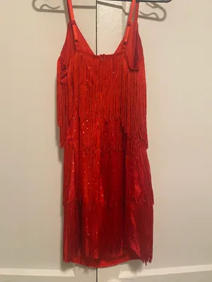 SheIn Red Fringe Dress thumbnail 4