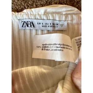 Zara White Bodycon ribbed tube dress with draped chest size small thumbnail 11