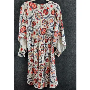 Sachin & Babi Floral Midi Dress Size 6 V-Neck Batwing Sleeve Boho Resale thumbnail 6