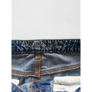 American Eagle Distressed Denim‎ Mini Skirt Medium Wash Raw Hem Womens 10 thumbnail 3