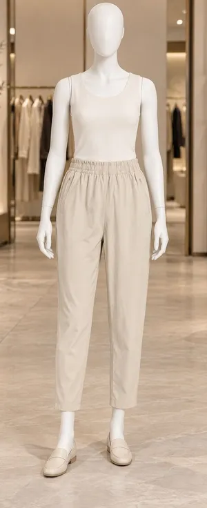 Outdoor Voices Womens RecTrek Pants Beige Tapered Leg Elastic Waist Size Medium thumbnail 1