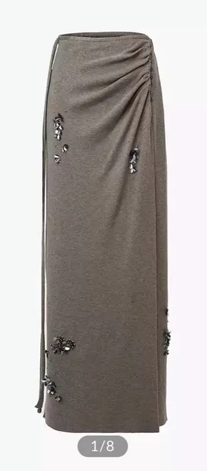 Commence Wool Blend Pleated Sequins Sweater maxi Skirt faux wrap XS NWT thumbnail 1