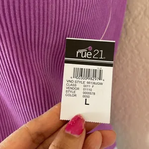 Purple ribbed tank‎ Size L NEW thumbnail 4
