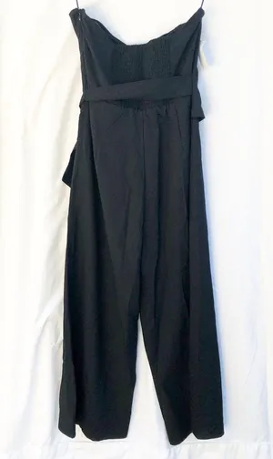 Astr The Label | Nwt Zion Strapless Tie Waist Wide Leg Jumpsuit In Black Large thumbnail 16