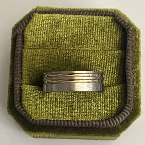 &merci Classic/Sleek Design Titanium Steel Silver Gold Detailing 8mm Band Size 10 thumbnail 2