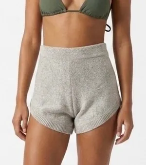 Free People Beach Oatmeal Beige Cotton Knit Dolphin Hem Shorts Size XS thumbnail 1