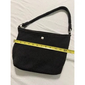 Lina Black Crochet Shoulder Bag Braided Strap Floral‎ Lining Hobo Handbag thumbnail 5