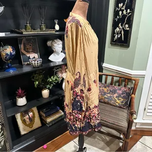 Free People Sierra Valley Shirt Dress – Gold Combo, Paisley Floral, Size Medium thumbnail 9