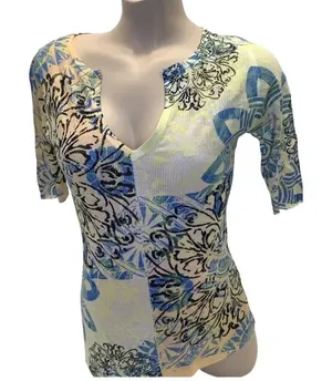 Butterfly Dropout Size Large 3/4 Sleeve Sublimation Printed Top. Made in USA thumbnail 1