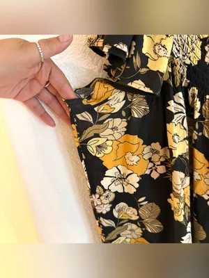 Natural Life Womens Dress Black Yellow Floral Flutter Sleeve Size Large thumbnail 7