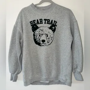 Aerie Bear Trail Gorpcore Gray Get Away Oversized Crewneck Sweatshirt size xxs thumbnail 3