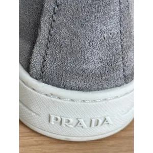 Prada Gray Suede Slip On Sneakers Womens 7 Leather Lined thumbnail 11
