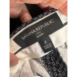 Banana Republic Sloan Slim Fit Pants Navy Blue Geometric‎ Diamond Print Womens 2 thumbnail 5