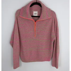 Aerie Quarter Zip Sweater Lip Gloss Oversized Preppy Pullover‎ Pink Size XS thumbnail 2