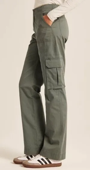 Abercrombie Cargo Pants Size 25 Green Wide Leg Baggy High Rise Minimalist Grunge thumbnail 1