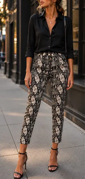 Urban Outfitters Maia Soft Faux Leather High Waist Snakeskin Print Pants Sz 0💛 thumbnail 1
