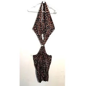 I.AM.GIA Kamilla Animal Leopard Cheetah Print Halter Mini Dress XL thumbnail 3