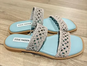 Steve Madden Dutchess Crochet Slide Sandals Blue and Cream size 7‎ thumbnail 1