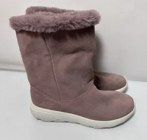 Skechers Boots Womens 6 Mauve On The Go City 2 Goga Mat Faux Fur Suede Snow thumbnail 1