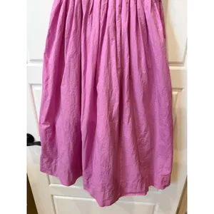 Free People Lilah Pink Pleated Tube Midi Dress Smocked Back Large thumbnail 4