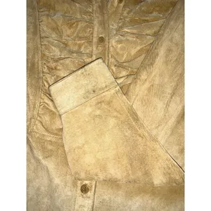 Vintage Margaret Godfrey Suede Ruched Button Up Shirt Large Tan thumbnail 8