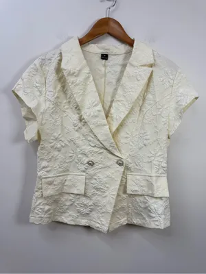 Textured Floral Jacquard Fabric Classic Waist-Cinching Vest Coa size XL thumbnail 4